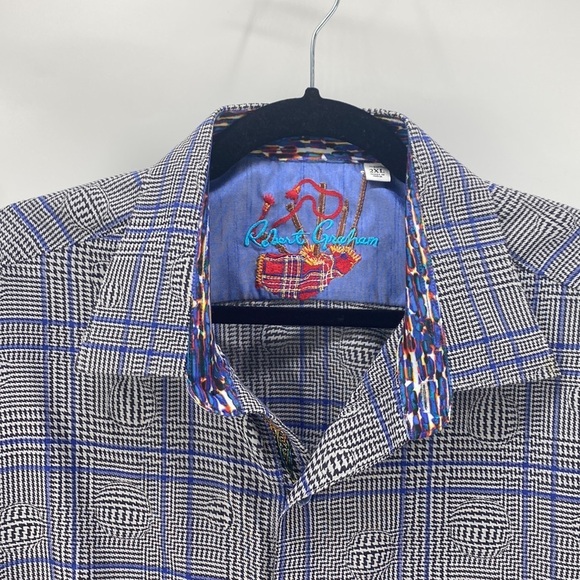 Robert Graham bold print button down purple black - Picture 3 of 8